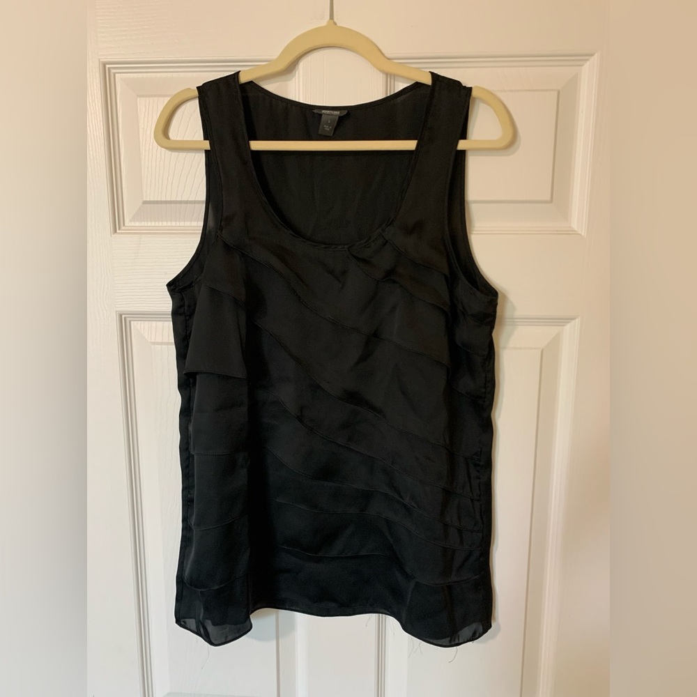 Kenneth Cole Reaction‎ Tiered Ruffled Sleeveless Tank Top, Black, Size 6